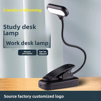 Lampe de lecture LED multicolore à clipser, rechargeable, flexible, col de cygne, protection des yeux, pour livre, vente en gros