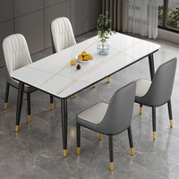 Ensemble de salle à manger 5 pièces de style moderne avec plateau en marbre blanc et chaises en velours pour la maison et l'hôtellerie