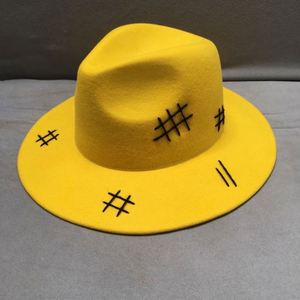 High Quality Yellow Chin Strap Felt Fedora 100% Wool Vintage Fedora Hats Women - Product Image 3