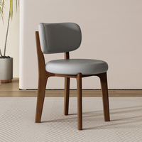 Chaise de salle à manger en bois de caoutchouc de luxe solide et léger Design moderne simple avec sac souple Retour Mobilier de salle à manger confortable pour la maison