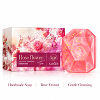 Savon en Gros à la Rose et à la Feuille d'Or 100g OEM & ODM Savon Artisanal à l'Huile Essentielle de Diamant Hydratant Éclaircissant pour le Corps