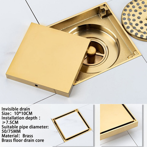 Trampa de drenaje de suelo de latón <span class=keywords><strong>cromado</strong></span>, rejillas de desecho de inserción de azulejo para colador de ducha de baño y cocina para fregaderos de cocina - Product Image 6