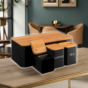 ชุดกล่องเหล็กกล้าคาร์บอนทรงสี่เหลี่ยม 3 ชิ้น สำหรับเก็บกาแฟ น้ำตาล ชา และขนม สำหรับเก็บรักษาอาหาร - Product Image 5