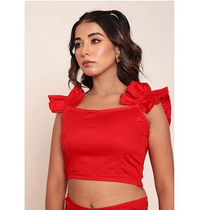 Blusa Roja con Volantes para Mujer, Elegante y Ligera, Blusa de Verano, Ropa de Fiesta, Camisa Informal Chic - Product Image 1