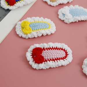 Serie Sweet Princess: Pasadores <span class=keywords><strong>de</strong></span> pelo con lazo tejidos a mano y gorros <span class=keywords><strong>de</strong></span> lana para niñas, productos terminados. - Product Image 2