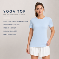 Hauts de yoga pour femmes, ajourés à œillets, coupe ajustée, respirants, doux, séchage rapide, en polyester et élasthanne, anti-transpiration, pour l'aérobic et le streetwear, commande en gros