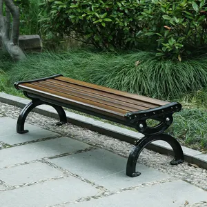 Cadeira de madeira para jardim, banco longo de design clássico, assento de lazer de metal para jardim ao ar livre, móveis para exterior, MARTES XB15022