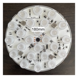Pannello <span class=keywords><strong>LED</strong></span> Indirizzabile Demo 180mm DMX512 RGBW 3535 SMD con PCB in Alluminio e Kit Lenti 24W-50W 24V 25/60 per Illuminazione Piscine - Product Image 1