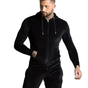 Factory Direct Wholesale Custom Velour Sweatsuit Plain Sweat Suits For Men Velvet Tracksuits