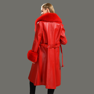 New Design <strong>Leather</strong> <strong>Jacket</strong> With Fox Collar <strong>Long</strong> <strong>Leather</strong> <strong>Jacket</strong> Genuine Women <strong>Leather</strong> <strong>Jacket</strong> - Product Image 4