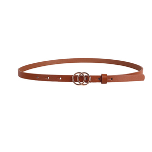 Cintura da Donna di Lusso con Doppio Anello Rotondo, Sottile in Morbida Pelle Bovina, Fibbia a Perno, Lunghezza Personalizzabile per Jeans e Abiti - Product Image 1