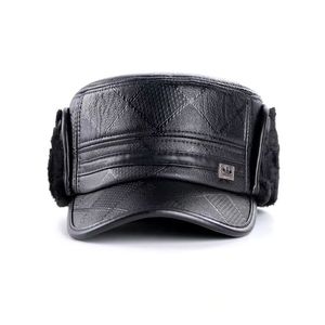 Men's <b>Flat</b> Cap With Ear Flaps Warm Winter <b>Hat</b> For Middle Aged And Elderly - Product Image 5