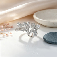 Leuchtender Maßgefertigter Schmetterling-Motiv Ring mit Kubischem Zirkonia Weißgold-Plattiert Hypoallergener Damen Party Hochzeit Schmuck Ring