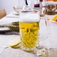 19.4oz 550ml Anhui fabrika yüksek beyaz cam ucuz kazınmış cam bira kupaları bardak promosyon