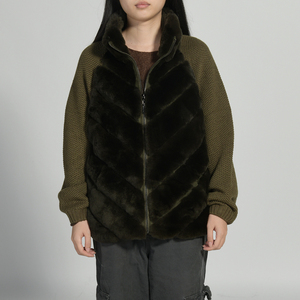 Jxwatcher Casual da donna a manica lunga <span class=keywords><strong>gilet</strong></span> di pelliccia uncinetto da donna in maglia di lana <span class=keywords><strong>Cardigan</strong></span> invernale in vera pelliccia di coniglio - Product Image 3