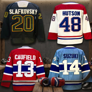 Camisetas de Hockey sobre Hielo para Hombre, 100% Poliéster, Bordado con Lentejuelas, Nombres/Números de Equipo Personalizados, Secado Rápido, Cuello en V, Talla Grande - Product Image 3