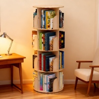 Bibliothèque en bois massif 360 °   Étagère tournante en bois pour bibliothèque, étagères de rangement pour librairie