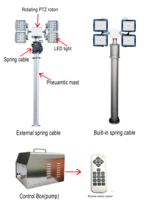 Palo di Illuminazione Mobile Regolabile in Altezza da 3M a 20M, 6 * 120W, Adatto per Comunicazioni Temporanee, Monitoraggio Mobile e Illuminazione Esterna - Product Image 3