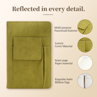 Carnet en cuir professionnel avec pochette externe pour cartes, porte-stylo, logo personnalisé imprimé, bloc-notes de bureau