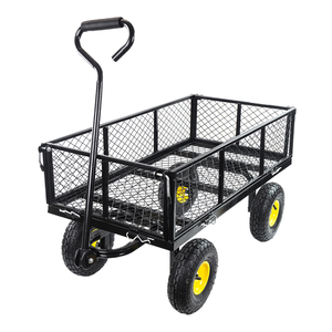 Chariot de chariot à outils de jardin utilitaire extérieur de jardin de cour de maille d'acier résistante 4 roues avec le chariot de jardin de côtés amovibles - Product Image 1