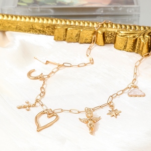 ZL-50 Wholesale Women Fashion Gold Alloy Pearl <strong>Neck</strong> Jewelry Angel <strong>Cloud</strong> Hollow Heart Lightning Star Moon Necklace - Product Image 3