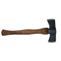 Hache de survie tactique à double tête pour le combat en plein air Tête de hache en acier inoxydable sur manche en bois pour le camping et le fendage du bois