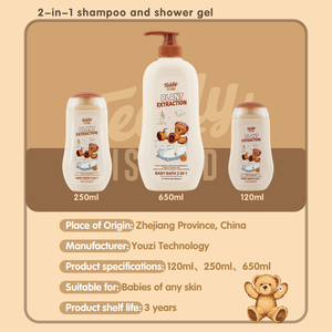 Teddy 250ml Bain deux-en-un pour enfants Shampooing hydratant pour bébé et gel douche 2 en 1 pour bébés