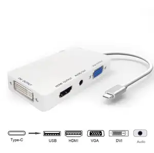 4k x 2k 5 in 1 USB 3.1 USB C 타입 C to HDMI VGA DVI USB 3.0 남성-여성 오디오 어댑터 케이블 노트북 애플