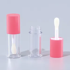 Lip Gloss 4.8ml kemasan merah muda, tabung bulat besar