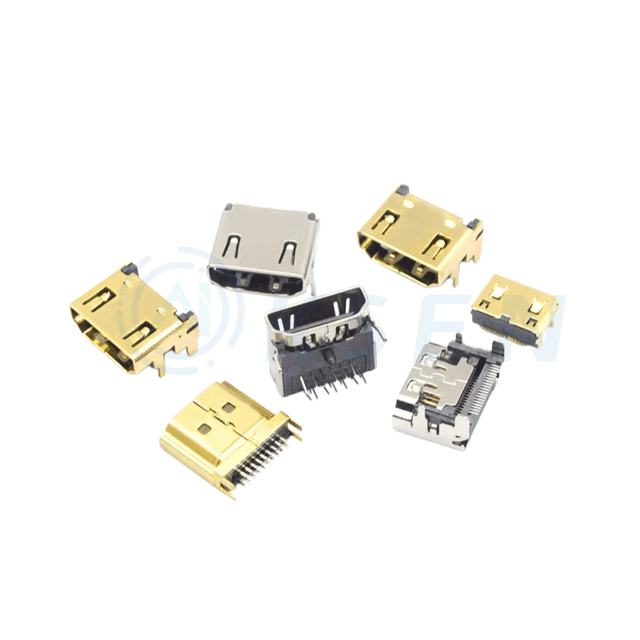 AI-KSEN HDMI High-definition Connector Male Clamp Type Female Socket Ordinary Gold-plated 19P1.6 Clamp Male HDMI Plug