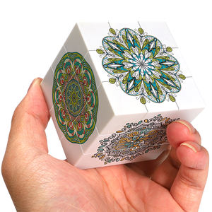 Cube en plastique de 5,6 cm, <span class=keywords><strong>jeu</strong></span> personnalisé, créez votre propre marque, cubes fabriqués directement en usine, peinture UV, angle droit, peinture mandala - Product Image 1