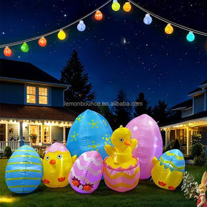 Décoration gonflable de Pâques de 2,4 m, poussin qui écoute de l'œuf, modèle avec lumières LED pour décorations de jardin extérieur - Product Image 2
