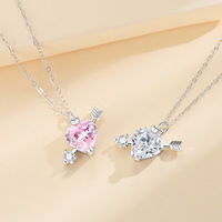 Collier romantique en argent sterling 925 avec pendentif cœur flèche en zircon, collier fin avec cœur rose en CZ