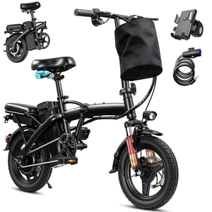 Factory Direct Mini Brushless 3-Speed Folding Electric Bike 250W 14" 10.4Ah Rear Hub Commuter EBike Carrier Adult City Travel - Product Image 1