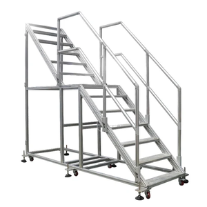 Plateforme de sécurité mobile d'usine en vente directe, escalier en aluminium avec main courante, plateforme de travail, échelle à roulettes et verrous - Product Image 5