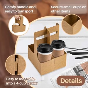 Portavasos <span class=keywords><strong>de</strong></span> Papel Desechable Impermeable, Plegable, con Asa, Cajas para Llevar <span class=keywords><strong>Bebidas</strong></span> y Café - Product Image 2
