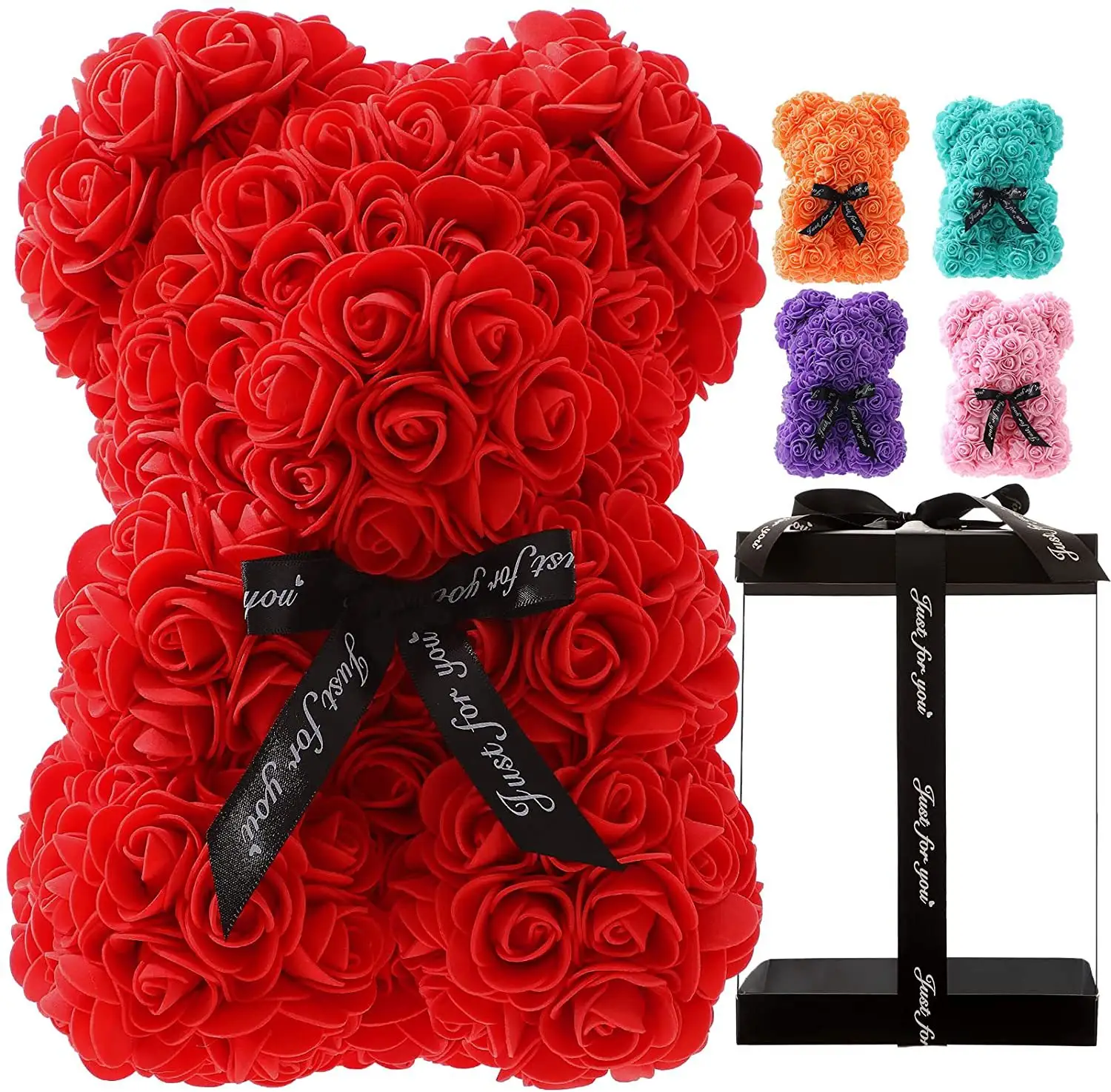Popular and Premium Foam Artificial Romantic Rose Bear For Valentines Day Gifts