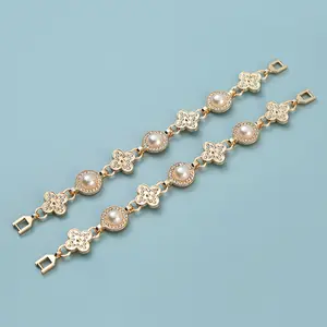 Cinturones de cadena decorativos chapados en oro de 18 quilates de fábrica para mujer, pulsera de metal, cadena de zapatos, accesorios DIY