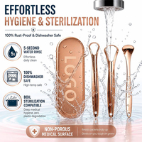 Kit de Nettoyage de Langue en Or Rose OEM ODM Marque Privée – Ensemble de Grattoirs en Acier Inoxydable Facile à Nettoyer avec Étui