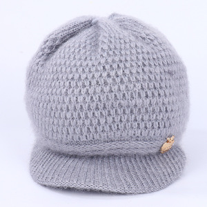 Women's <b>Winter</b> Knitted Hat Fuzzy Yarn Warm <b>Cap</b> For Elderly Ladies Gray Pink Red Purple Wine Red - Product Image 2