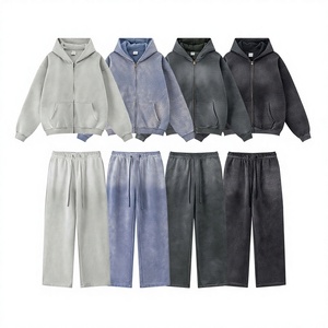 เสื้อฮู้ดซิปพิมพ์ลายตามสั่ง ระบายอากาศได้ดี ไซส์ใหญ่พิเศษ สำหรับฤดูร้อน ผ้าเทอร์รี่คอตตอน 100% ทรงโอเวอร์ไซส์ หนานุ่ม สไตล์วินเทจ ล้างสีแบบแอซิดวอช ชุดวอร์มผู้ชาย - Product Image 1