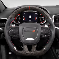 Volant en fibre de carbone véritable compatible avec Dodge Charger 2015+, Challenger, Challenger SRT, volant de voiture personnalisé