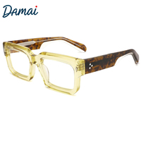 TS91018 Monture de lunettes optiques vintage en acétate, carrée épaisse, rétro, charnière métallique 4+3, vente en gros