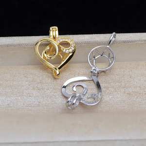 Pendentif en argent S925 en forme de cœur, perles non poreuses de 8 mm et 6,5 mm pour femmes, support d'accessoires DIY pour appui-tête de 12 mm, modèle 5084 - Product Image 5