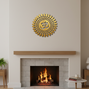 Mandala Rotondo in Legno Dorato Lucido, Arte Murale Ecologica di Alta Qualità per Decorazione Domestica - Product Image 4