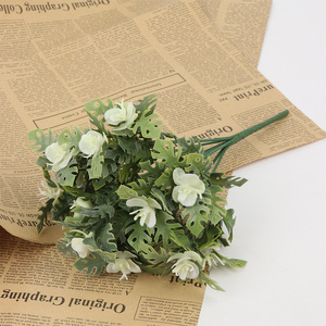 Bouquet d'orchidées Phalaenopsis artificielles réalistes en plastique jaune avec verdure, artisanat fait main, décoration classique pour la maison et le bureau - Product Image 6