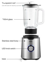 Blender de table électrique programmable OEM pour la maison, 600W, boîtier en verre, 220V, 1,5L, commande par cadran, 2 vitesses, maintien au chaud