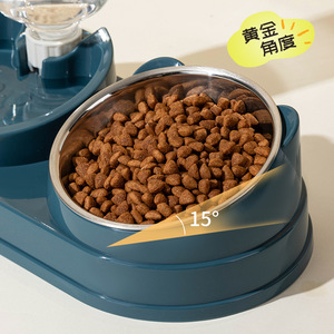 Bols pour chat et chien en acier inoxydable avec distributeur d'eau, design moderne antidérapant, ensemble d'alimentation pour animaux de compagnie pour usage intérieur - Product Image 4