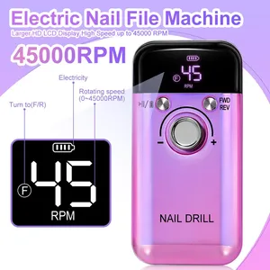 Máquina Profesional Portátil Recargable <span class=keywords><strong>para</strong></span> Taladrar <span class=keywords><strong>Uñas</strong></span> Eléctrica de 45000 RPM, Pulidora de <span class=keywords><strong>Uñas</strong></span> de Gel, Herramienta de Manicura con Lima - Product Image 3