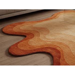 Alfombra Moderna con Diseño de Ondas Topográficas |   Alfombra de Lujo con Diseño Abstracto Verde Bosque y Arena, Decoración para el Hogar, Precio de Fábrica - Product Image 4